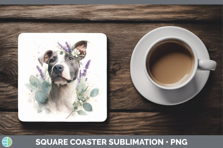 GorgeousDogs 02 Lavender and Eucalyptus Square Coaster design.