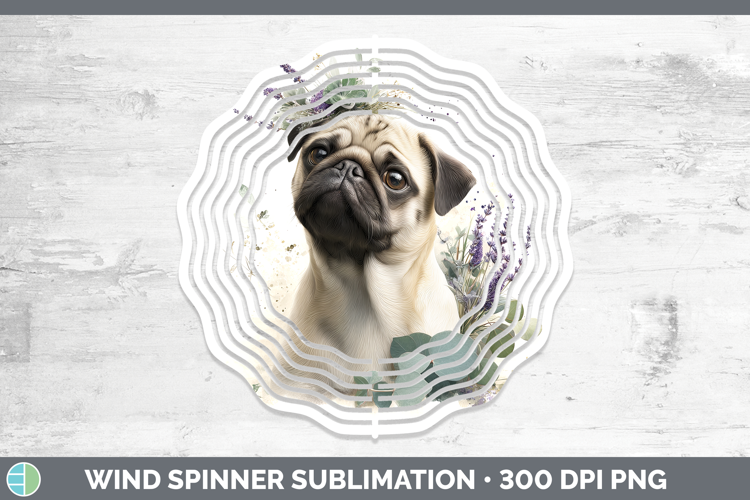 Pug Dogs 02 Lavender and Eucalyptus Wind Spinner Sublimation