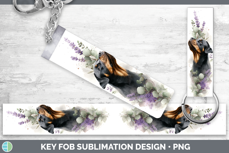 Rottweiler Dogs 02 Lavender and Eucalyptus Key Fob Sublimati