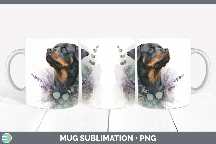 Rottweiler Dogs 02 Lavender and Eucalyptus Mug Wrap Sublimat