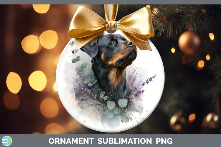 Rottweiler Dogs 02 Lavender and Eucalyptus Ornament Sublimat