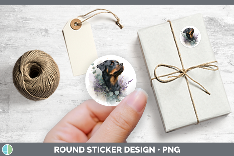 Rottweiler Dogs 02 Lavender and Eucalyptus Stickers Design