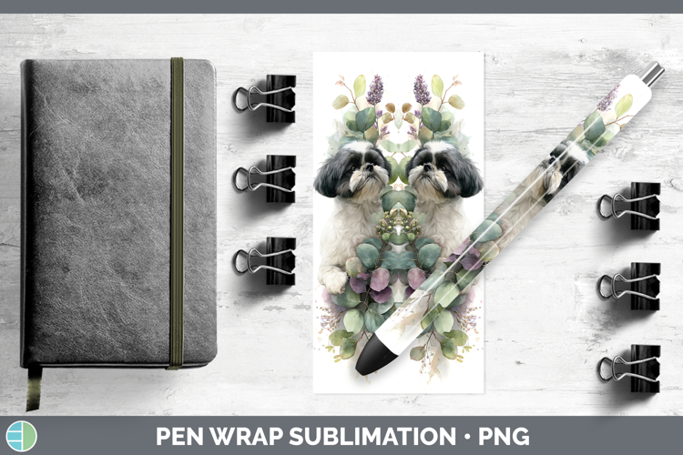 Shih Tzu Dogs 02 Lavender and Eucalyptus Pen Wrap Sublimatio