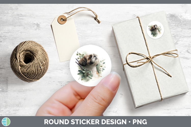 Shih Tzu Dogs 02 Lavender and Eucalyptus Stickers Design