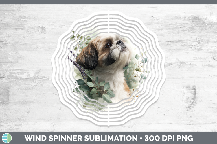 Shih Tzu Dogs 02 Lavender and Eucalyptus Wind Spinner Sublim