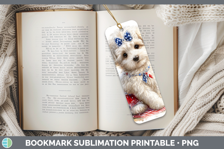 Dogs 02 Patriotic Bichon Frise Bookmark Sublimation Printabl