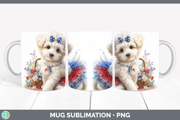 Dogs 02 Patriotic Bichon Frise Mug Wrap Sublimation Coffee C
