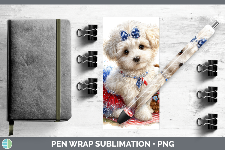 Dogs 02 Patriotic Bichon Frise Pen Wrap Sublimation Pen Desi