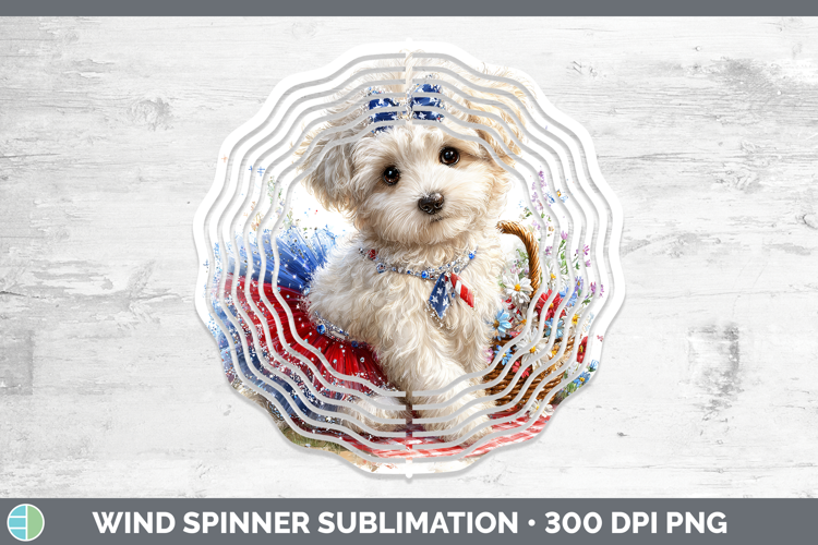 Dogs 02 Patriotic Bichon Frise Wind Spinner Sublimation Spin