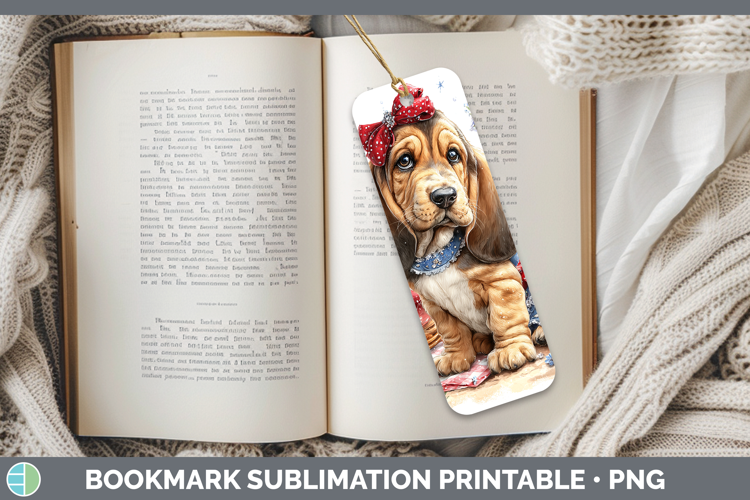 Dogs 02 Patriotic Bloodhound Bookmark Sublimation Printable