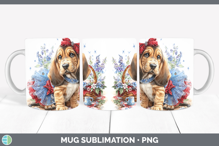 Dogs 02 Patriotic Bloodhound Mug Wrap Sublimation Coffee Cup