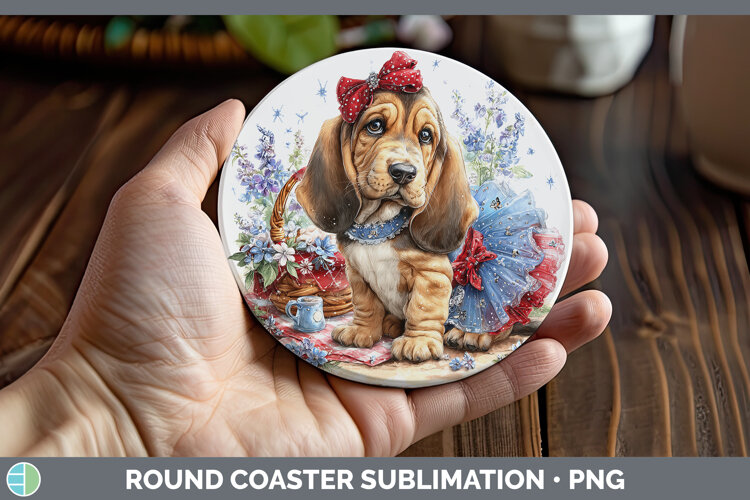 GorgeousDogs 02 Patriotic Round Coaster design.