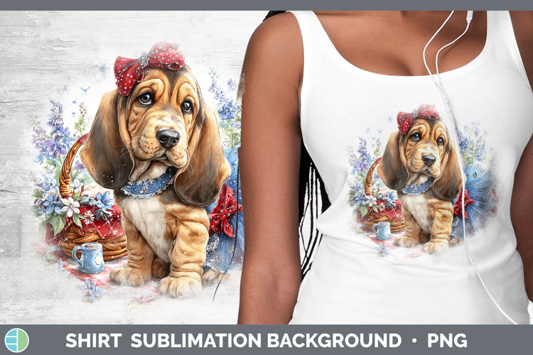 Dogs 02 Patriotic Bloodhound Shirt Sublimation Background De