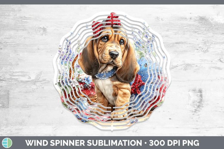 Dogs 02 Patriotic Bloodhound Wind Spinner Sublimation Spinne
