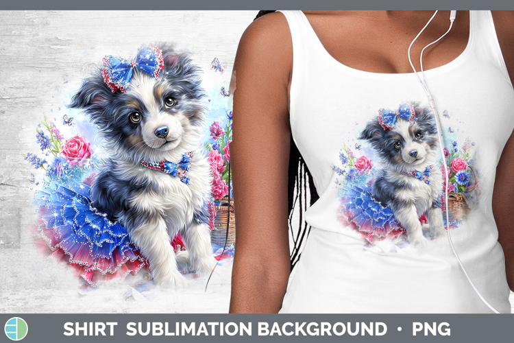 Dogs 02 Patriotic Border Collie Shirt Sublimation Background