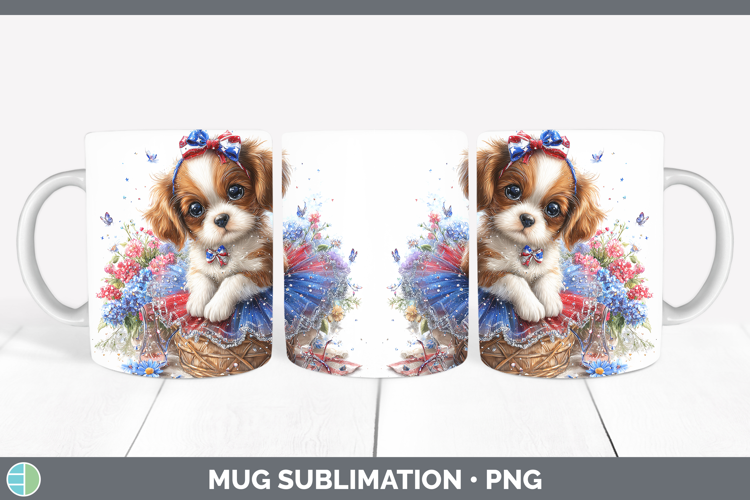 Dogs 02 Patriotic Cavalier King Charles Spaniel Mug Wrap Sub