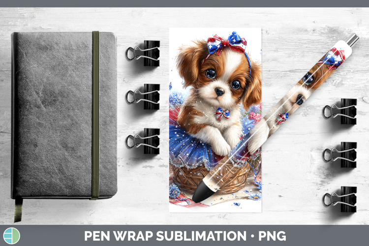 Dogs 02 Patriotic Cavalier King Charles Spaniel Pen Wrap Sub