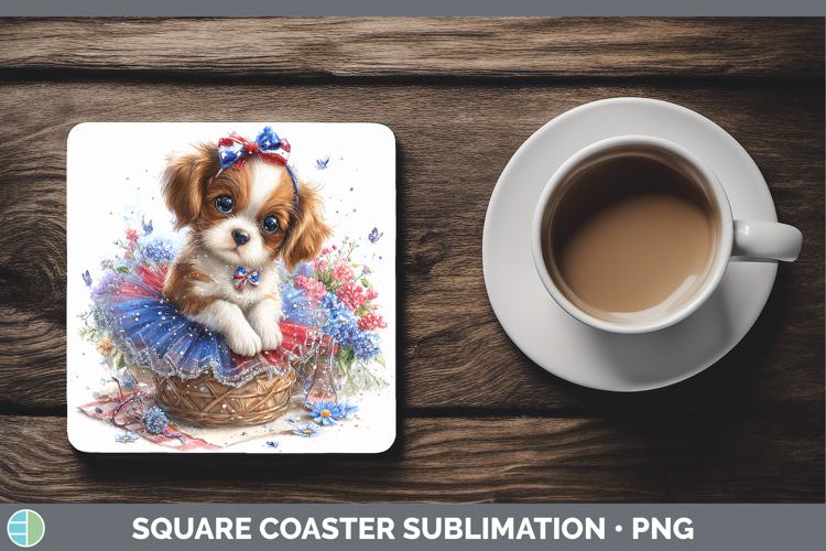 Dogs 02 Patriotic Cavalier King Charles Spaniel Square Coast