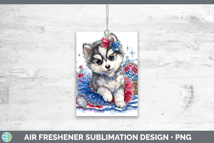 Dogs 02 Patriotic Husky Air Freshener Sublimation Car Freshe