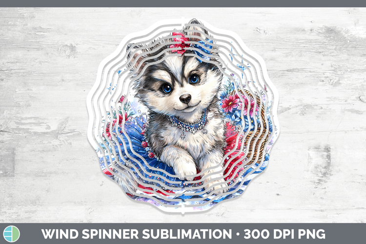 Dogs 02 Patriotic Husky Wind Spinner Sublimation Spinner Des
