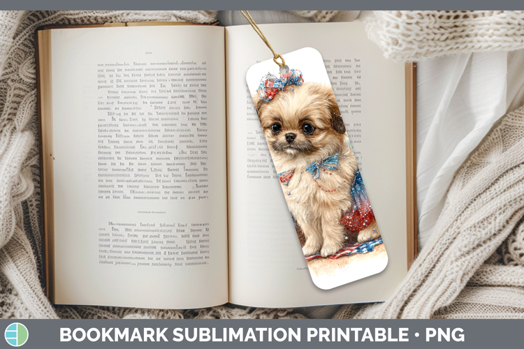 Dogs 02 Patriotic Pekingese Bookmark Sublimation Printable D