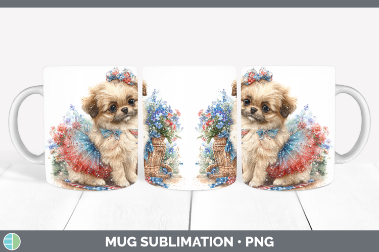 Dogs 02 Patriotic Pekingese Mug Wrap Sublimation Coffee Cup