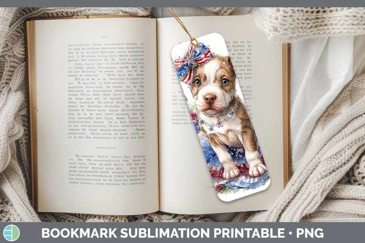 Dogs 02 Patriotic Pit Bull Bookmark Sublimation Printable De