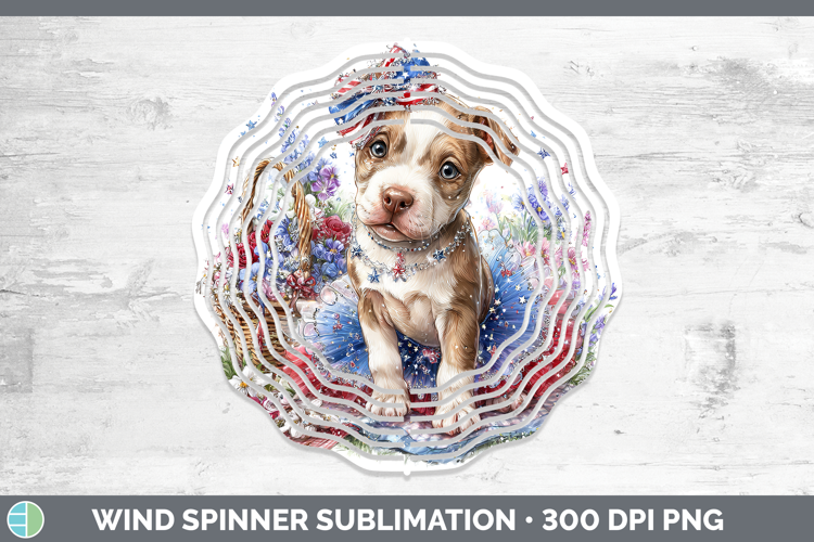 Dogs 02 Patriotic Pit Bull Wind Spinner Sublimation Spinner
