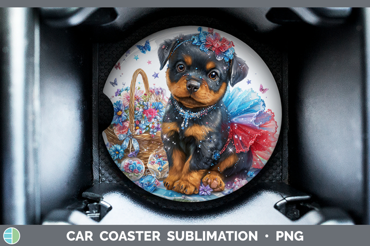 Dogs 02 Patriotic Rottweiler Car Coaster Sublimation Design