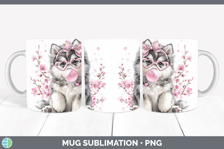 GorgeousDogs 02 Pink Bubble Gum Mug Wrap design.