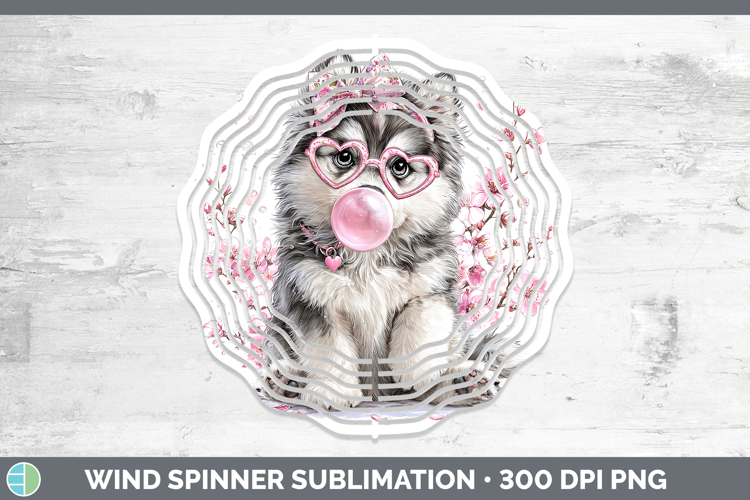 Alaskan Malamute Dogs 02 Pink Bubble Gum Wind Spinner Sublim