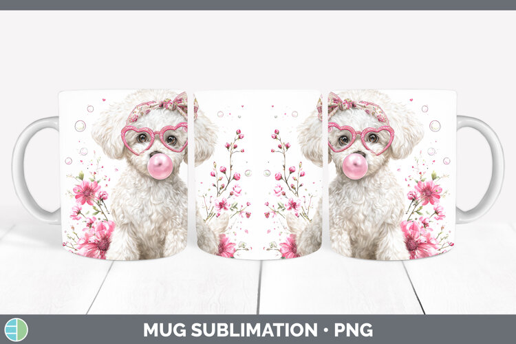 GorgeousDogs 02 Pink Bubble Gum Mug Wrap design.