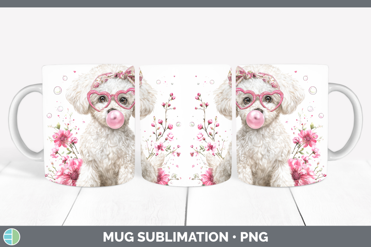 Bichon Frise Dogs 02 Pink Bubble Gum Mug Wrap Sublimation De