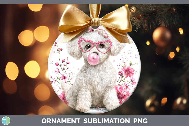 Bichon Frise Dogs 02 Pink Bubble Gum Ornament Sublimation De