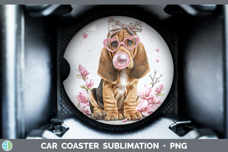 GorgeousDogs 02 Pink Bubble Gum Car Coaster design.