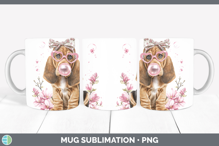 Bloodhound Dogs 02 Pink Bubble Gum Mug Wrap Sublimation Desi