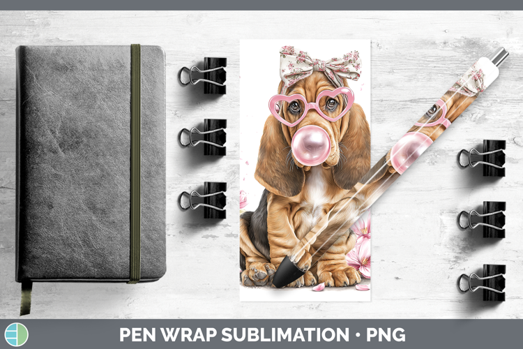 Bloodhound Dogs 02 Pink Bubble Gum Pen Wrap Sublimation Desi