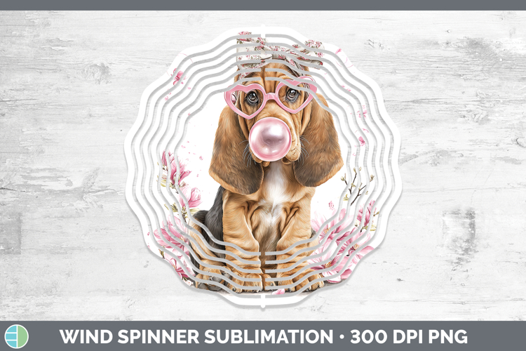 Bloodhound Dogs 02 Pink Bubble Gum Wind Spinner Sublimation