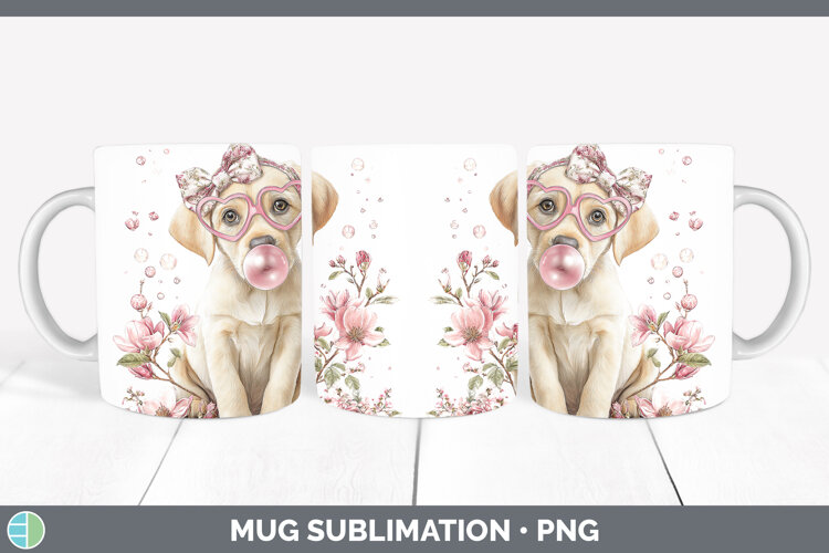 GorgeousDogs 02 Pink Bubble Gum Mug Wrap design.