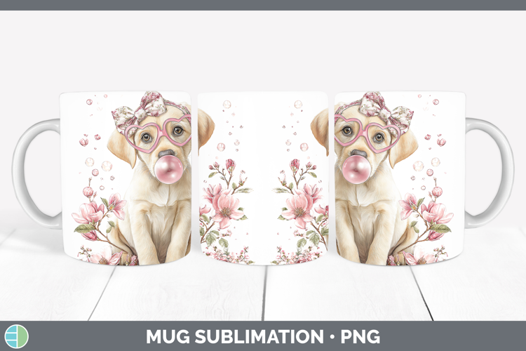 Labrador Retriever Dogs 02 Pink Bubble Gum Mug Wrap Sublimat