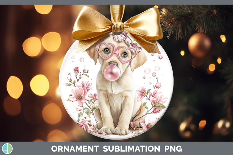 Labrador Retriever Dogs 02 Pink Bubble Gum Ornament Sublimat