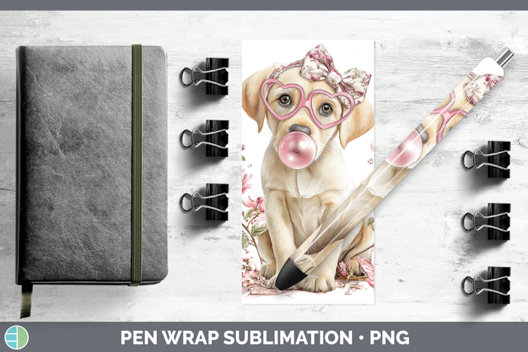 Labrador Retriever Dogs 02 Pink Bubble Gum Pen Wrap Sublimat