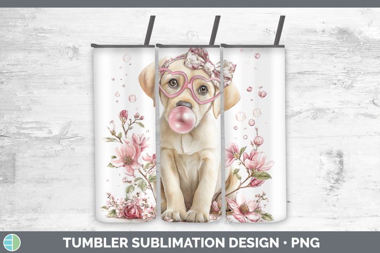 Labrador Retriever Dogs 02 Pink Bubble Gum Tumbler Sublimati