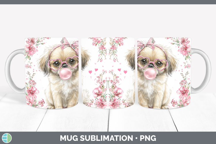 Pekingese Dogs 02 Pink Bubble Gum Mug Wrap Sublimation Desig