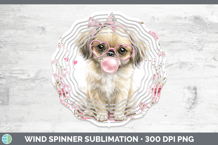Pekingese Dogs 02 Pink Bubble Gum Wind Spinner Sublimation D