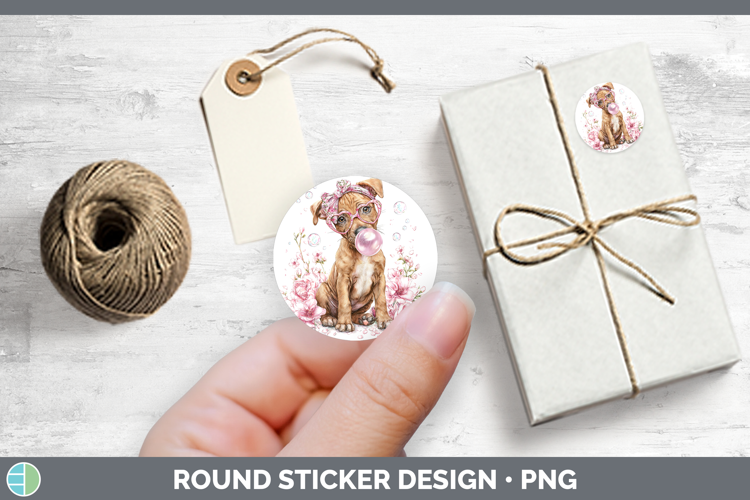 Pit Bull Dogs 02 Pink Bubble Gum Stickers Design