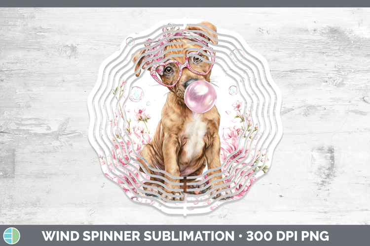 Pit Bull Dogs 02 Pink Bubble Gum Wind Spinner Sublimation De