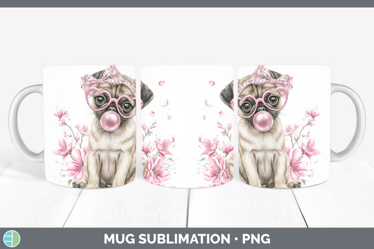GorgeousDogs 02 Pink Bubble Gum Mug Wrap design.