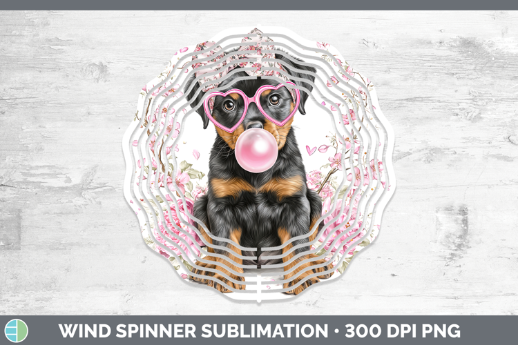 Rottweiler Dogs 02 Pink Bubble Gum Wind Spinner Sublimation