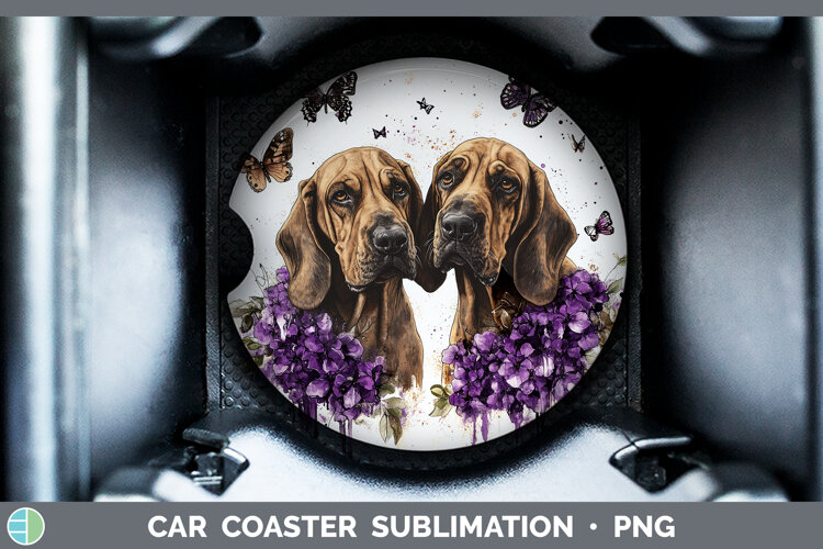 GorgeousDogs 02 Purple Drips Car Coaster design.